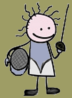 cartoon of child fencer